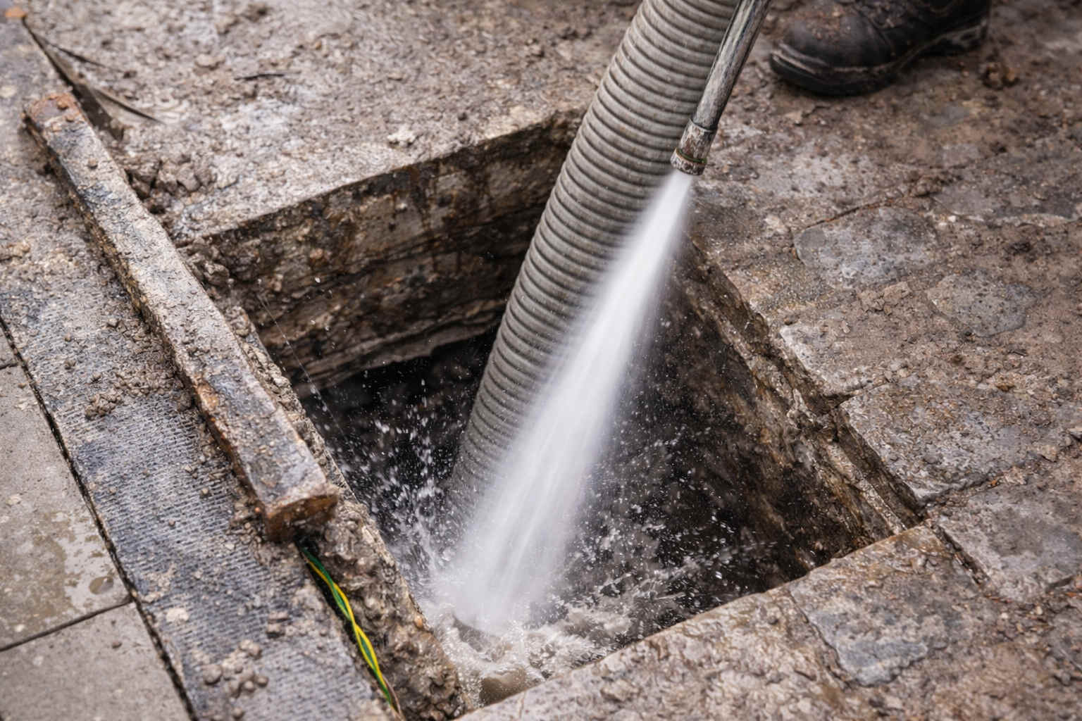 Nettoyage haute pression des drains